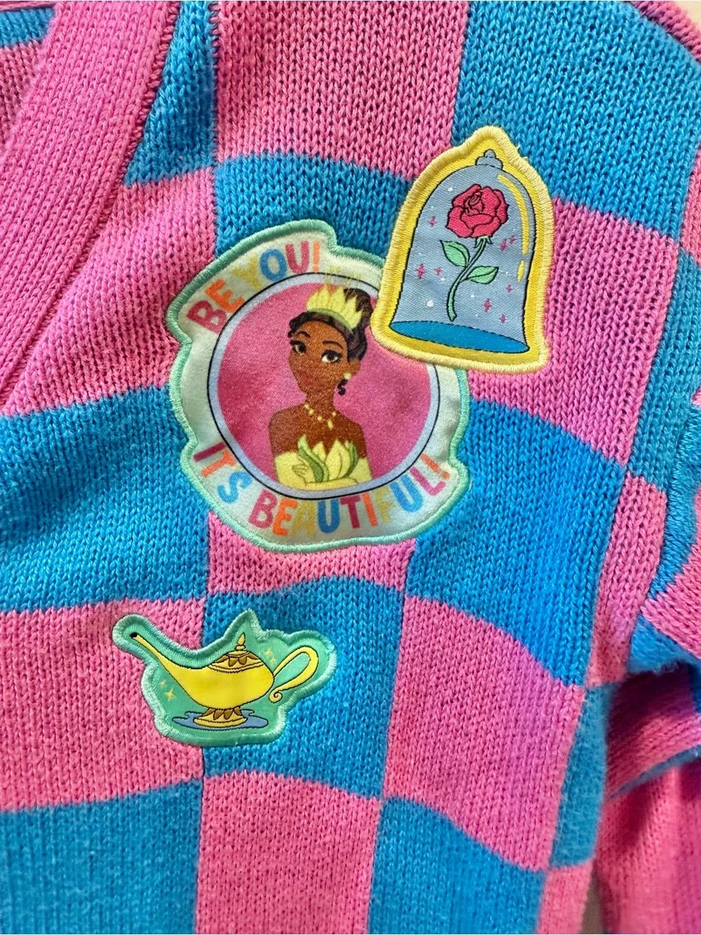 DISNEY PARKS Girls Princess Checkered Patch’s Cardigan
